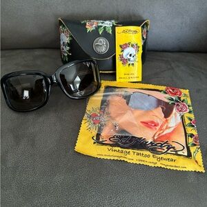Ed Hardy EHS 001 Skulls & Roses Sunglasses